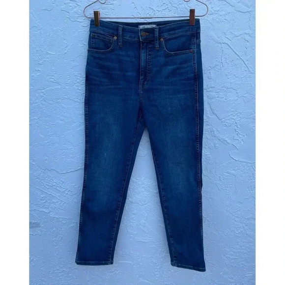 Madewell Womens Flat Front Mid Rise Stovepipe Jeans Denim Blue Sz 27 - Picture 1 of 12